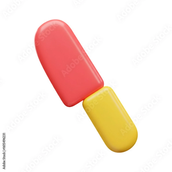 Fototapeta Abstract 3D Illustration of a Red and Yellow Pill on Transparent Background