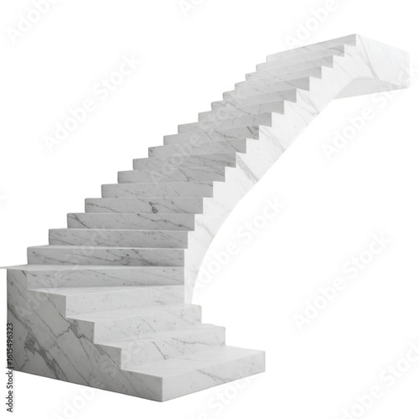Fototapeta Abstract 3D Illustration Of Marble Stairs Isolated On Transparent Background