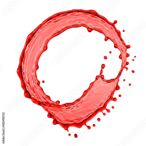 Fototapeta Abstract 3D Red Water Splash Isolated on a Transparent Background