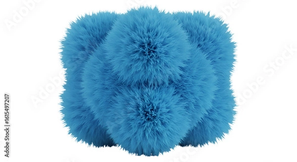 Fototapeta Abstract 3D Rendered Fluffy Blue Texture Isolated on Black Background