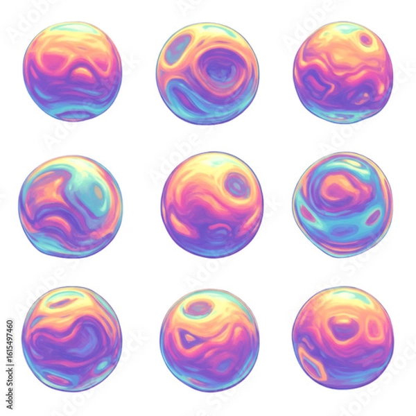 Fototapeta Abstract 3D Spheres with Gradient Texture on Transparent Background
