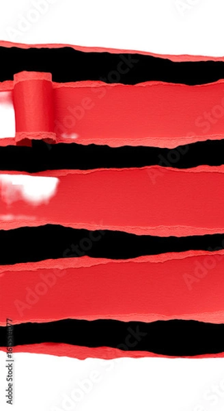 Obraz Abstract Isolated Red Torn Paper Strips On Black Background Illustration