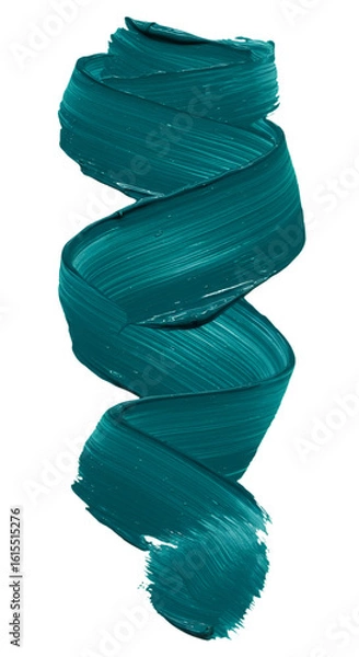 Fototapeta Abstract Teal Paint Stroke Swirl Isolated on Black Background Illustration