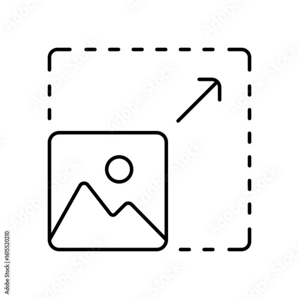 Fototapeta Image Resizing Scaling Line Icon: Digital Photo & Graphic Adjustment Outline