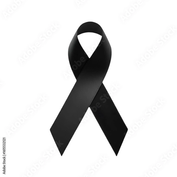 Obraz Black Ribbon Illustration Isolated on Transparent Background Mourning Symbol
