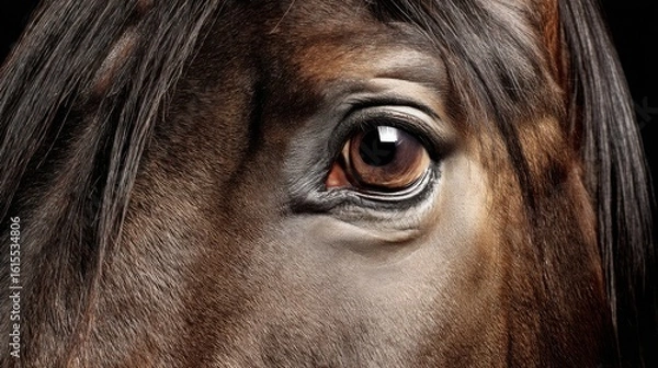 Obraz Close-up of a horse's eye showing detailed features and rich brown color