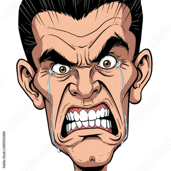 Obraz Angry Man Face Illustration Cartoon Tears Isolated Transparent Background