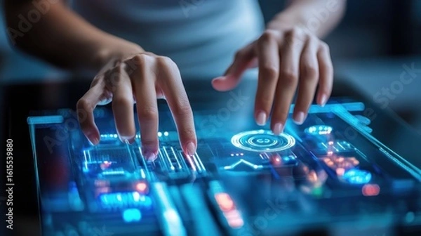 Fototapeta Futuristic hands touchscreen interface