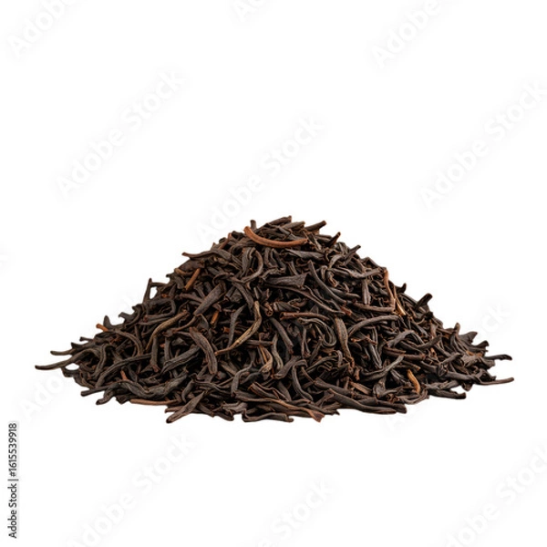 Fototapeta Black Tea Leaves Pile Isolated On Black Background Photo