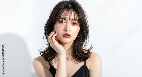 Fototapeta おしゃれなカットモデル女性の自然光ポートレート