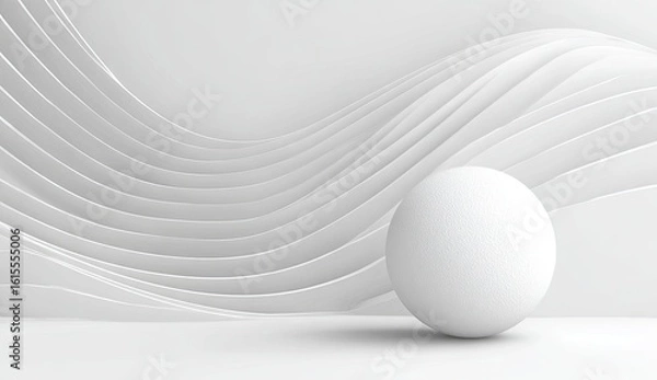 Fototapeta Abstract white curves and sphere