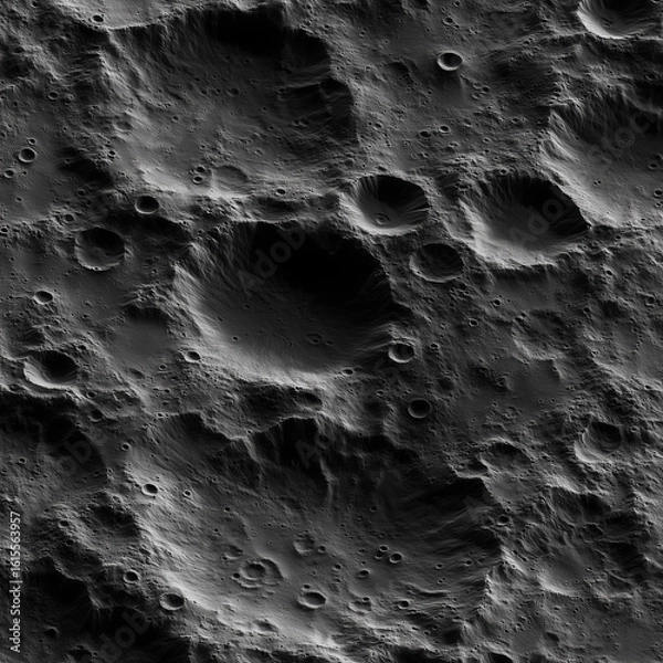 Fototapeta Seamless High-Resolution Moon Texture with Craters and Regolith for 3D Surface Mapping