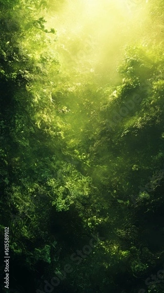 Obraz Sunlight Streaming Through Lush Green Canopy in Forest