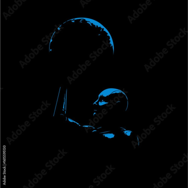 Obraz Futuristic Robotic Hand Interacting with Digital Earth