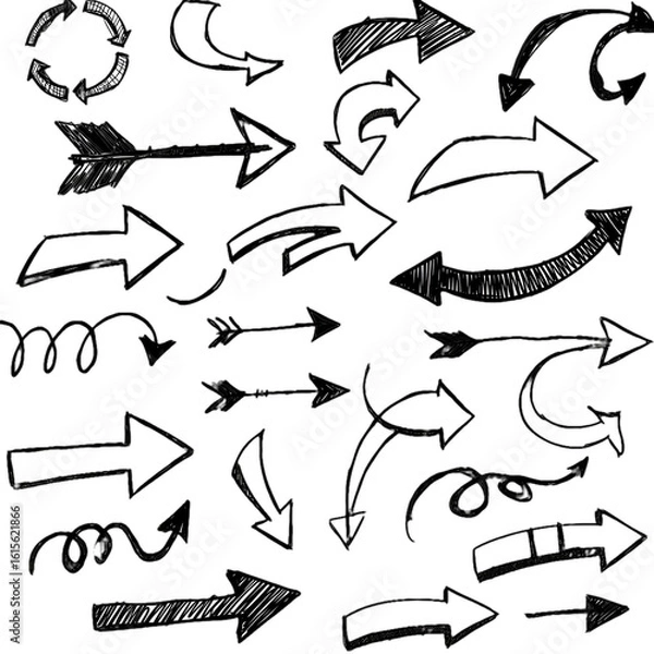 Obraz Hand Drawn Arrows Set Isolated On Transparent Background Illustration Design