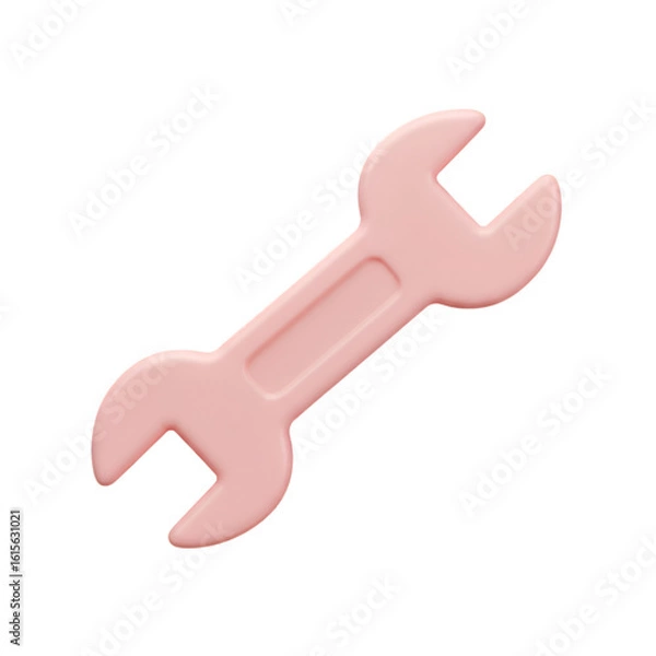 Fototapeta Isolated 3D Pink Wrench Tool Icon Against a Transparent Background
