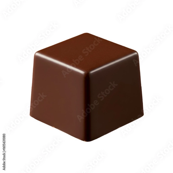 Fototapeta Isolated 3D Realistic Brown Chocolate Cube Against Transparent Background