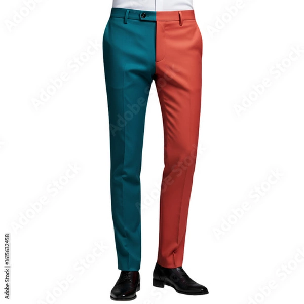 Obraz Isolated Colorful Teal And Red Pants Illustration With Black Shoes and Transparent Background