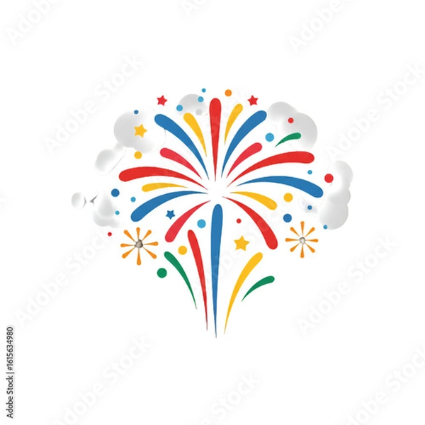 Obraz Isolated Fireworks Illustration With Colorful Explosion Transparent Background