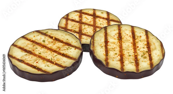 Fototapeta Isolated Background Grilled Eggplant Slices with Transparent Background Food Illustration