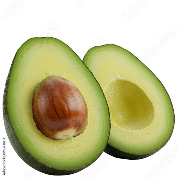 Fototapeta Isolated Avocado Halves Illustration With Green And Brown Tones And Transparent Background