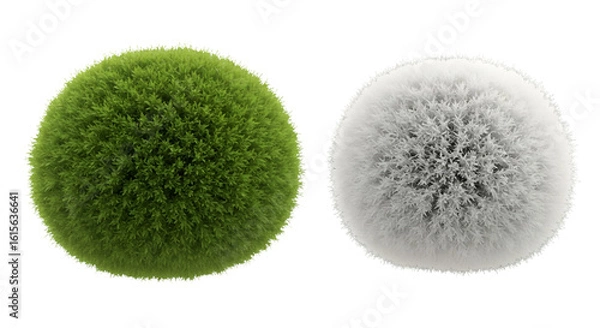 Obraz Isolated Green and White Spheres on Transparent Background Abstract 3D Render
