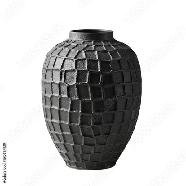 Fototapeta Isolated Black Ceramic Vase Illustration On Transparent Background