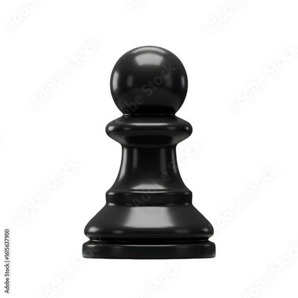 Fototapeta Isolated Black Chess Pawn on Transparent Background 3D Illustration