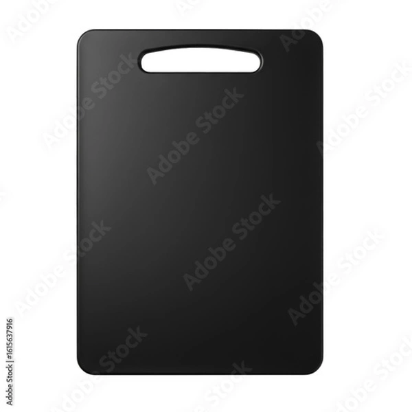 Fototapeta Isolated Black Chopping Board With Handle For Cooking Preparation Photo