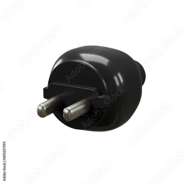 Fototapeta Isolated Black Electric Plug on Transparent Background Closeup Photo