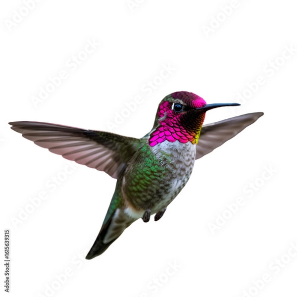 Obraz Isolated Hummingbird Illustration With Colorful Feathers And Transparent Background