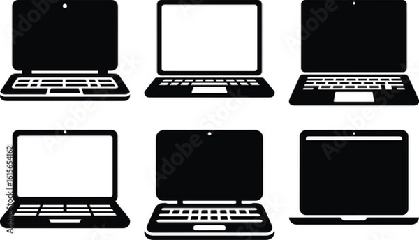 Obraz Laptop bundle silhouette icon vector art