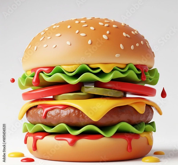 Obraz hamburger on a white background
