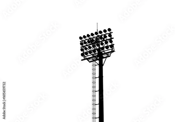 Obraz Silhouette of stadium lights against a stark white background showing the structure