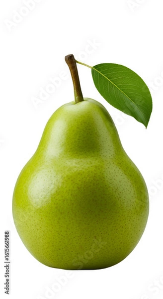 Fototapeta Isolated Green Pear Photo With Leaf On Transparent Background