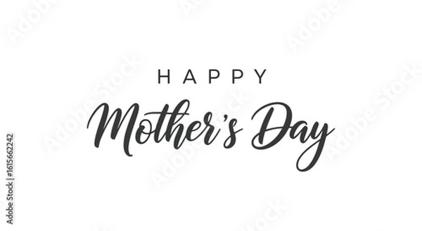 Fototapeta Vector art of happy mothers day greeting in elegant calligraphy on a white background