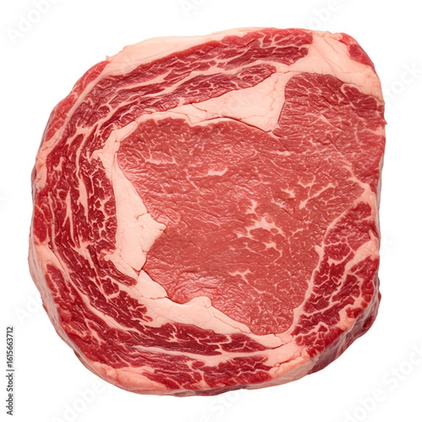 Fototapeta Isolated Fresh Ribeye Steak Photo Against A Transparent Background
