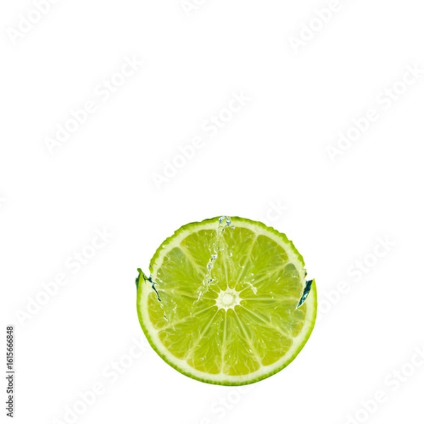 Fototapeta Isolated Lime Slice Illustration With Transparent Background Green Fresh Fruit