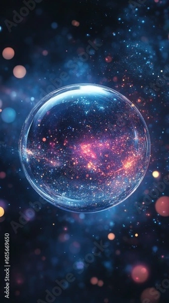 Obraz Floating Sphere with Galaxy Inside, Cosmic Abstract Art