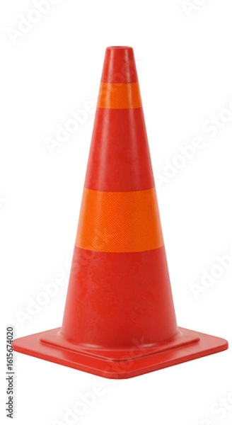 Fototapeta Isolated Orange Traffic Cone On Black Background Illustration