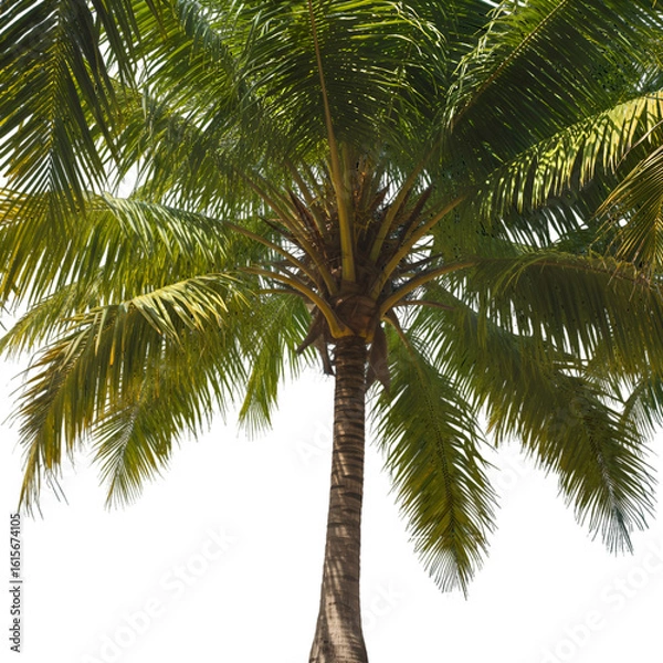 Fototapeta Isolated Palm Tree PNG Photo On Transparent Background With Green Leaves