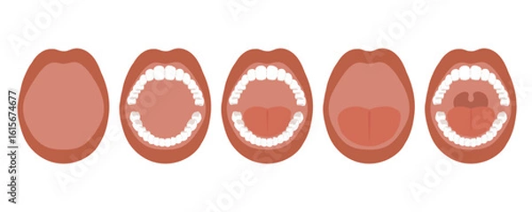 Obraz 大きく開いた口の正面イラストのセット