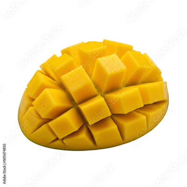 Fototapeta Isolated Photo Of A Cubed Mango With Yellow Color And Transparent Background