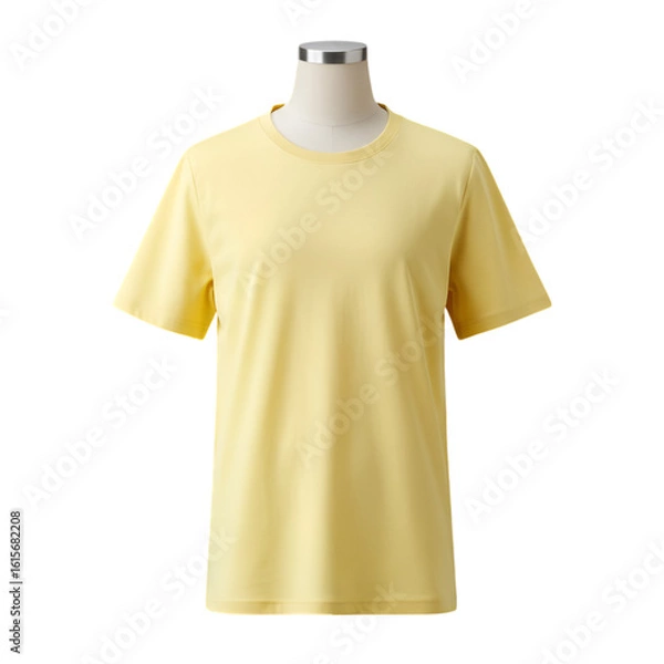 Fototapeta Isolated Photo Of A Yellow T-Shirt On Mannequin Front View Against Transparent Background