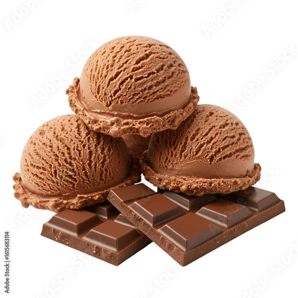 Fototapeta Isolated Photo Of Chocolate Ice Cream Scoops And Chocolate Bar