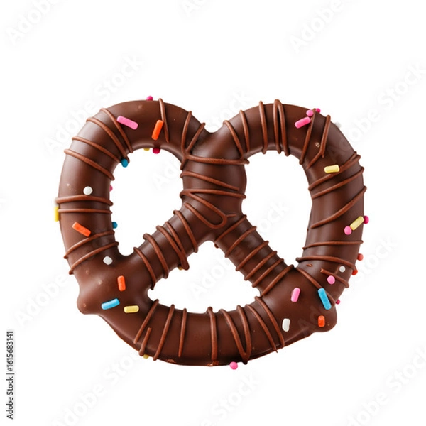 Fototapeta Isolated Photo Of Chocolate Pretzel With Colorful Sprinkles On Transparent Background