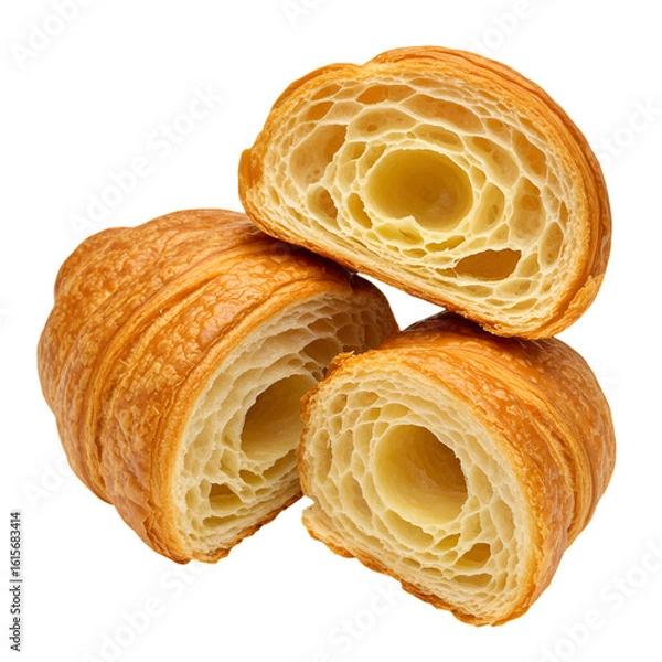 Fototapeta Isolated Photo of Croissants Showing Texture and Golden Brown Color with Crispy Layers