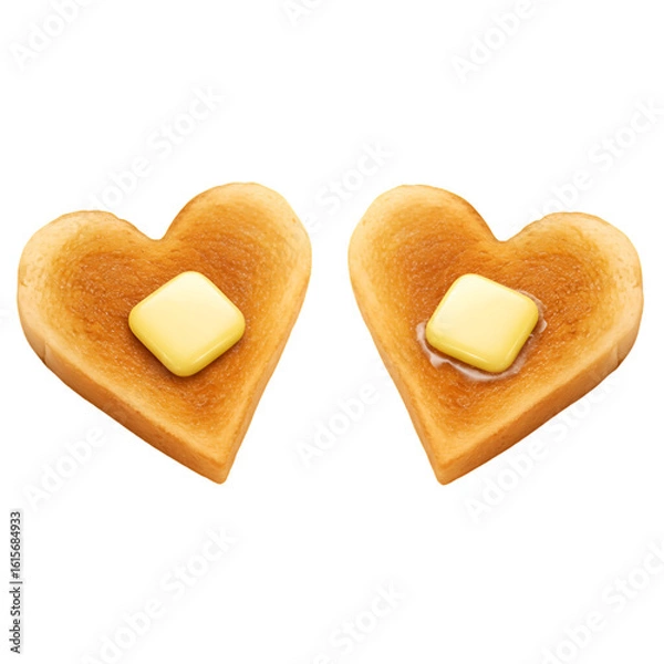 Fototapeta Isolated Photo Of Heart Shaped Toast With Butter On Transparent Background