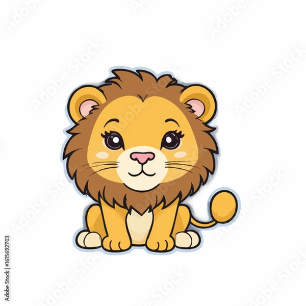 Fototapeta Kawaii lion 16.eps with Sparkling Eyes