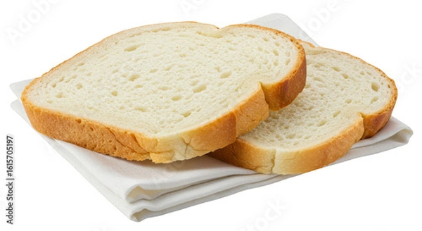 Fototapeta Photo of Two Slices of White Bread on a Napkin